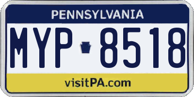 PA license plate MYP8518