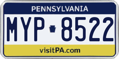 PA license plate MYP8522
