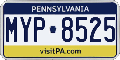 PA license plate MYP8525