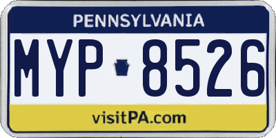 PA license plate MYP8526