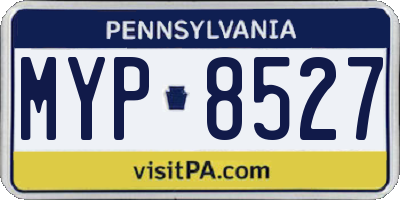 PA license plate MYP8527