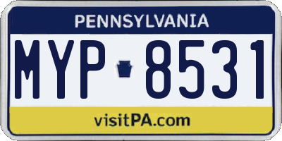 PA license plate MYP8531