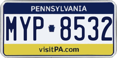 PA license plate MYP8532