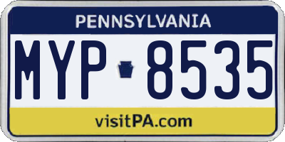 PA license plate MYP8535