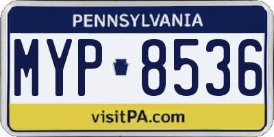 PA license plate MYP8536