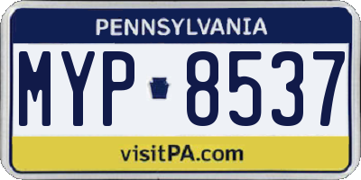 PA license plate MYP8537