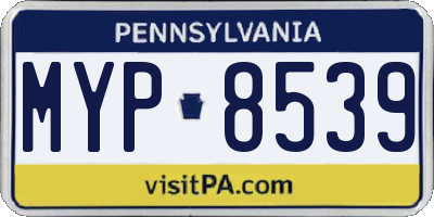 PA license plate MYP8539