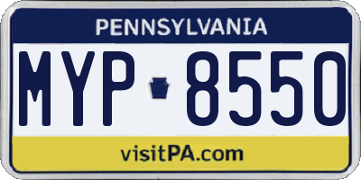 PA license plate MYP8550