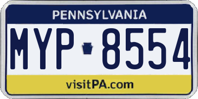 PA license plate MYP8554