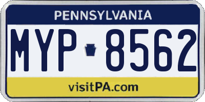 PA license plate MYP8562