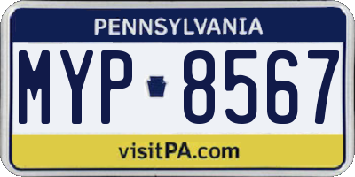 PA license plate MYP8567