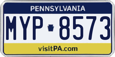PA license plate MYP8573