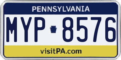 PA license plate MYP8576
