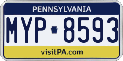 PA license plate MYP8593