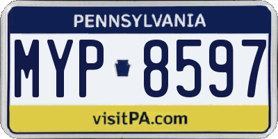 PA license plate MYP8597