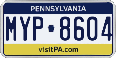 PA license plate MYP8604