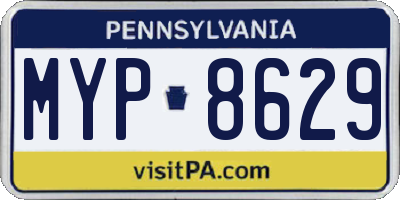 PA license plate MYP8629