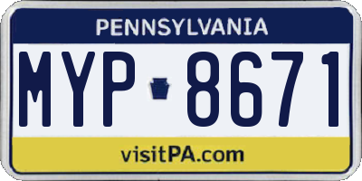 PA license plate MYP8671