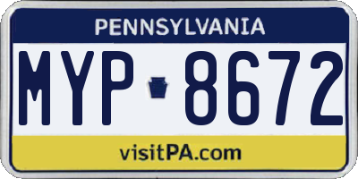 PA license plate MYP8672