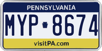 PA license plate MYP8674