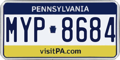 PA license plate MYP8684