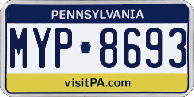 PA license plate MYP8693