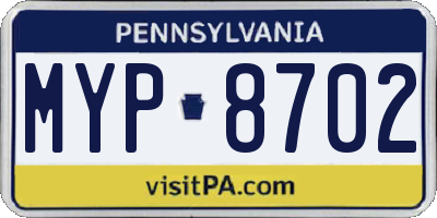 PA license plate MYP8702