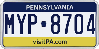 PA license plate MYP8704