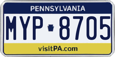 PA license plate MYP8705