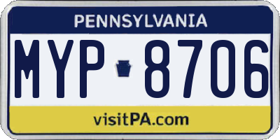 PA license plate MYP8706