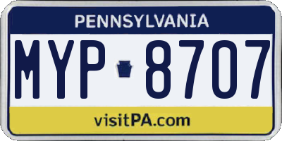 PA license plate MYP8707