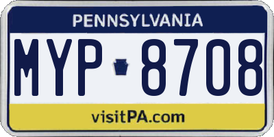 PA license plate MYP8708