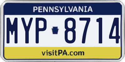 PA license plate MYP8714
