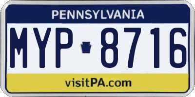 PA license plate MYP8716