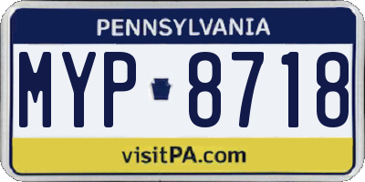 PA license plate MYP8718