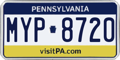 PA license plate MYP8720