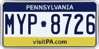 PA license plate MYP8726
