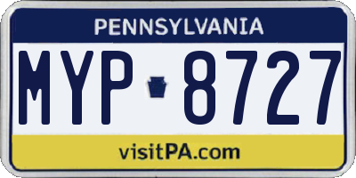 PA license plate MYP8727