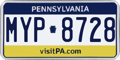 PA license plate MYP8728