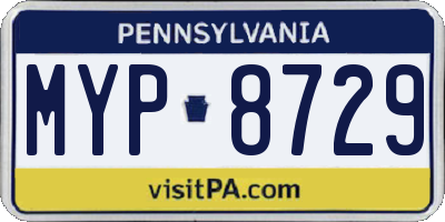 PA license plate MYP8729