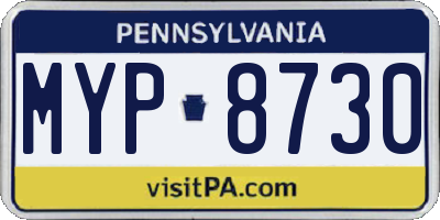 PA license plate MYP8730