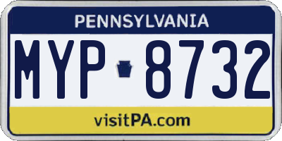 PA license plate MYP8732