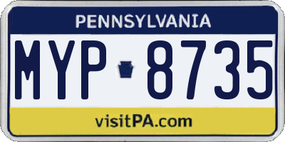 PA license plate MYP8735