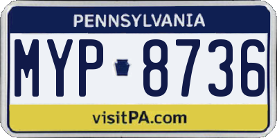 PA license plate MYP8736
