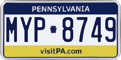 PA license plate MYP8749