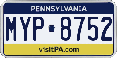PA license plate MYP8752