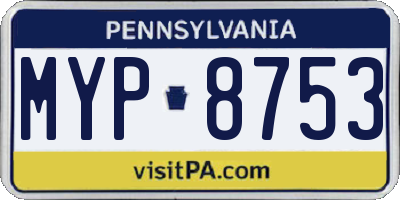 PA license plate MYP8753