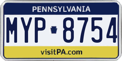 PA license plate MYP8754