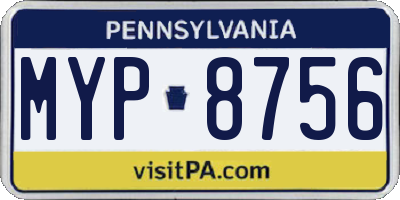 PA license plate MYP8756