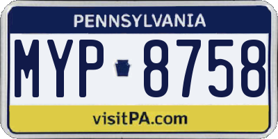 PA license plate MYP8758